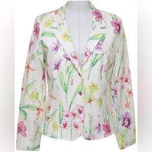 Leggiadro Floral Stretch Cotton Blazer Jacket